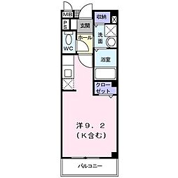 カーサプリート ワンルームの間取図画像