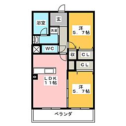 ドルフ中田本町 2LDKの間取図画像