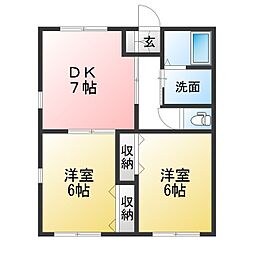 ピアハイツ青山B 2DKの間取図画像