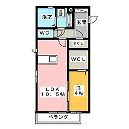 プランドールHA 1LDKの間取図画像