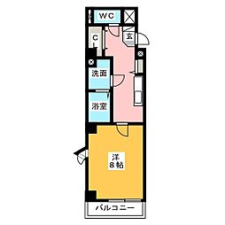 ベルクラール 1Kの間取図画像