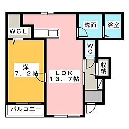 ジェネス 1LDKの間取図画像