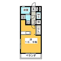 トパーズ ワンルームの間取図画像