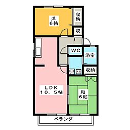 シャルム青山2 2LDKの間取図画像