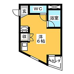 メゾンルーブル ワンルームの間取図画像
