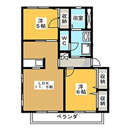ロゼ高松A棟 2LDKの間取図画像