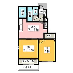 ペナブランカ 2DKの間取図画像