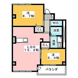 山七ビルヂング 2LDKの間取図画像