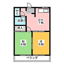 コーポ上浅田 2DKの間取図画像