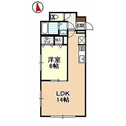 棒屋第六下池ハイツ 1LDKの間取図画像