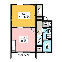 シェ・モア志都呂 1LDKの間取図画像