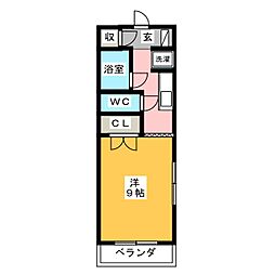 エンデバーひくま2 1Kの間取図画像