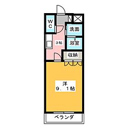 ラ・ティール 1Kの間取図画像