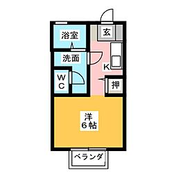 HAPPINESS1 1Kの間取図画像