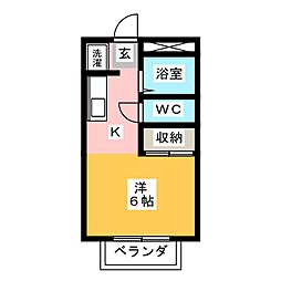 ラ・メゾン 1Kの間取図画像