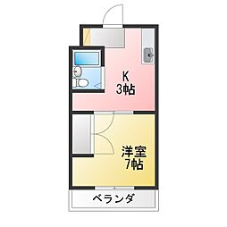 ハイツ入野 1Kの間取図画像