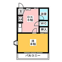 プレミール1 1DKの間取図画像
