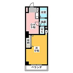 ゴールドサークル尾張町 1DKの間取図画像
