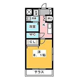SkyCity元浜 1Kの間取図画像