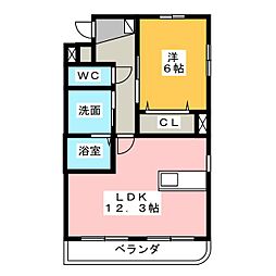 シュッド・エコール 1LDKの間取図画像