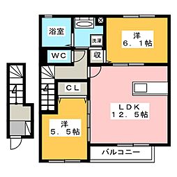 D'ティアラ 2LDKの間取図画像