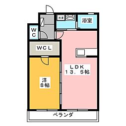 サンライズ布橋 1LDKの間取図画像