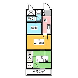 アルシェ浜松 1DKの間取図画像