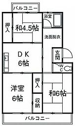 コーポ竹山A棟 3DKの間取図画像