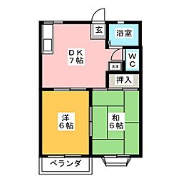 プレミールE 2DKの間取図画像