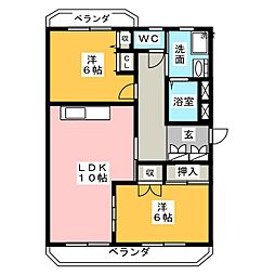 ブライティ西伊場 2LDKの間取図画像