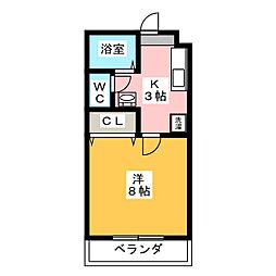 メゾン鹿谷3 1Kの間取図画像