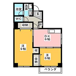セイル常盤ビル 2DKの間取図画像