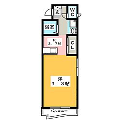 D.S.L蜆塚 1Kの間取図画像