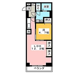 アップル第7マンション 1LDKの間取図画像