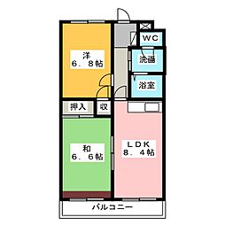 ビューしじみの森 2LDKの間取図画像