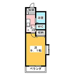 ホリホックイン八幡 1Kの間取図画像