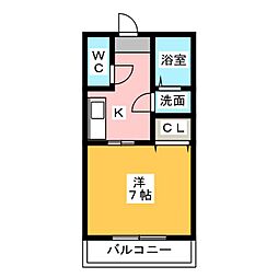 カモミール 1Kの間取図画像