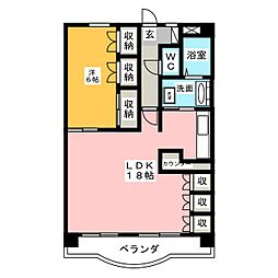 クレール浜松2 1LDKの間取図画像