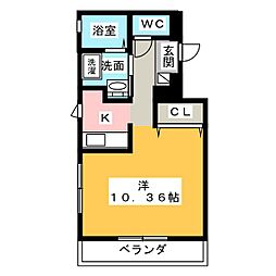 パープルシャトーマルモ ワンルームの間取図画像