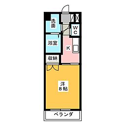 アップル第7マンション 1Kの間取図画像