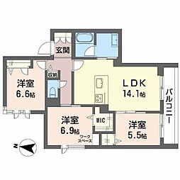 モンジュ広沢 3LDKの間取図画像