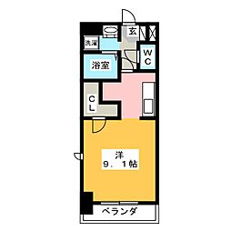 メゾンドール ワンルームの間取図画像