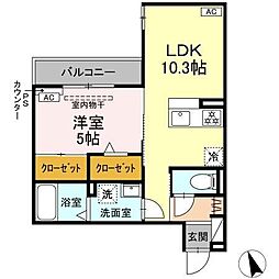 D-Hills龍禅寺III 1LDKの間取図画像