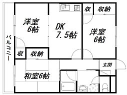 パークサイド高木 3DKの間取図画像