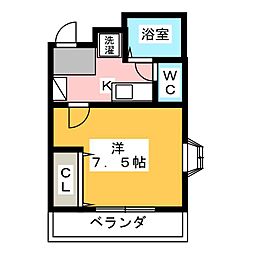 アクア・ベル 1Kの間取図画像