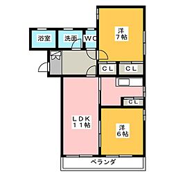 アリスタ 2LDKの間取図画像