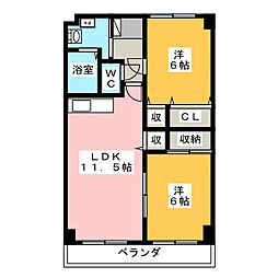 ヴィラージュ有玉 2LDKの間取図画像