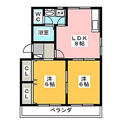 ルミエール 2DKの間取図画像