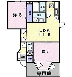 エスポワールA 2LDKの間取図画像