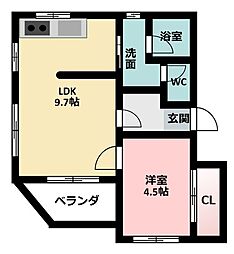ベルガーデン 1LDKの間取図画像
